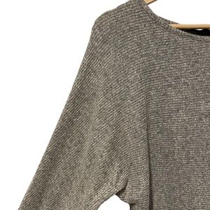 BCX Light Grey Ribbed Sweater Oversized Sleeves Size XS
